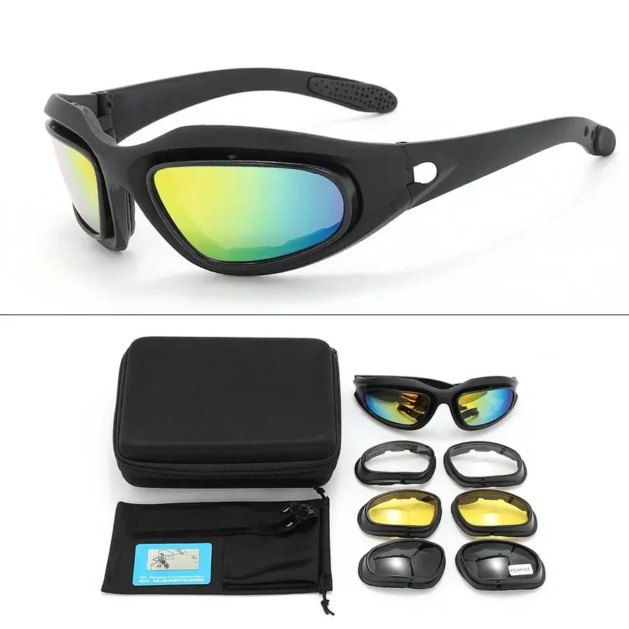 Outdoor Cycling Goggles Set, Cs Tactical Protective Glasses, Motorcycle Windshield Goggles, Polarized Lens Kit, Safety Eyewear, Sports Eyewear, Includes Goggles