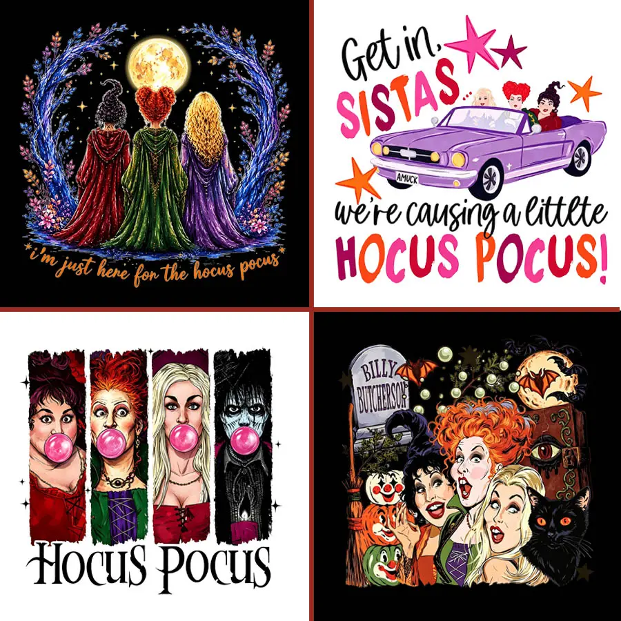 "Witchy Vibes" DTF Transfer - Spooky Halloween - Sassy Sisters · Magic · Fun - Suitable For T-shirts, Bags & Fabric Decor, Washable Iron-On Stickers, Halloween Heat Transfer Decals