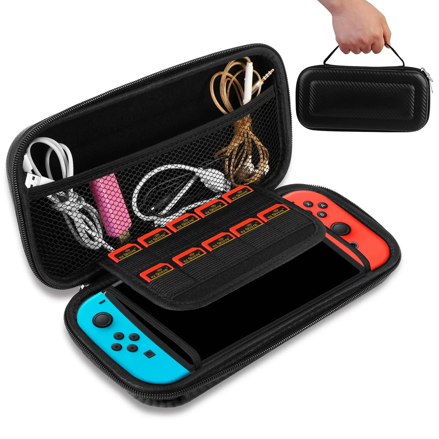 Travel Case for Gaming Console Durable Hard Shell EVA Portable Storage Pouch for Gaming Accessories with Stylish Matte Weave Design