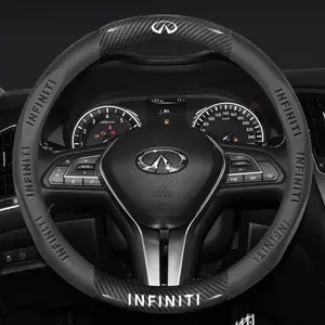 38cm Car Carbon Fiber Leather Steering Wheel Anti-Slip Cover For Infiniti Q50 Q60S Q70 QX30 QX50 QX55 QX56 QX60 QX70 QX8 JX35 EX25 FX35 G37 Accessories