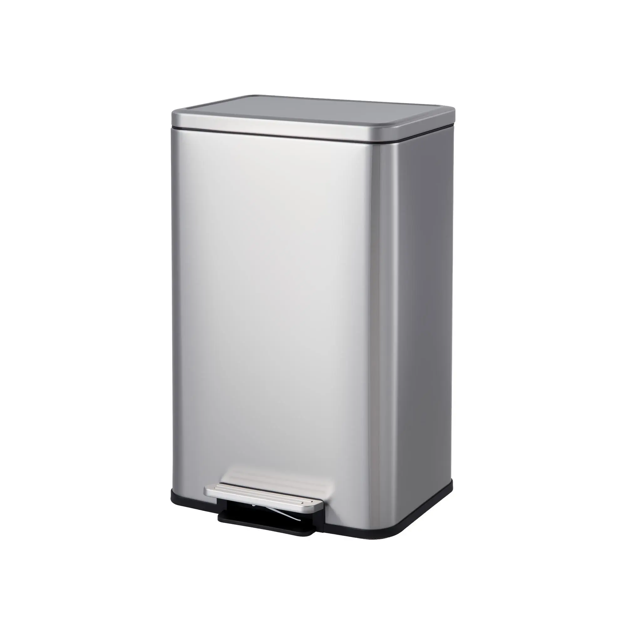 Garvee Large Capacity Stainless Steel Kitchen Trash Can – 13 Gallon Rectangular Step Bin with Soft-Close Lid, Removable Inner Bucket, Anti-Fingerprint, Foot Pedal – Modern Waste Container for Home, Office, Bedroom, Silver