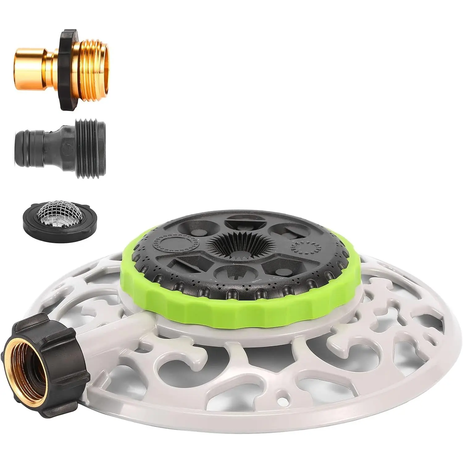 Turret  Sprinkler, 8- Stationary Water Sprinkler  Metal Decorative Base for Watering Small and Large Yards, Lawns, Garden or Odd Shaped Areas