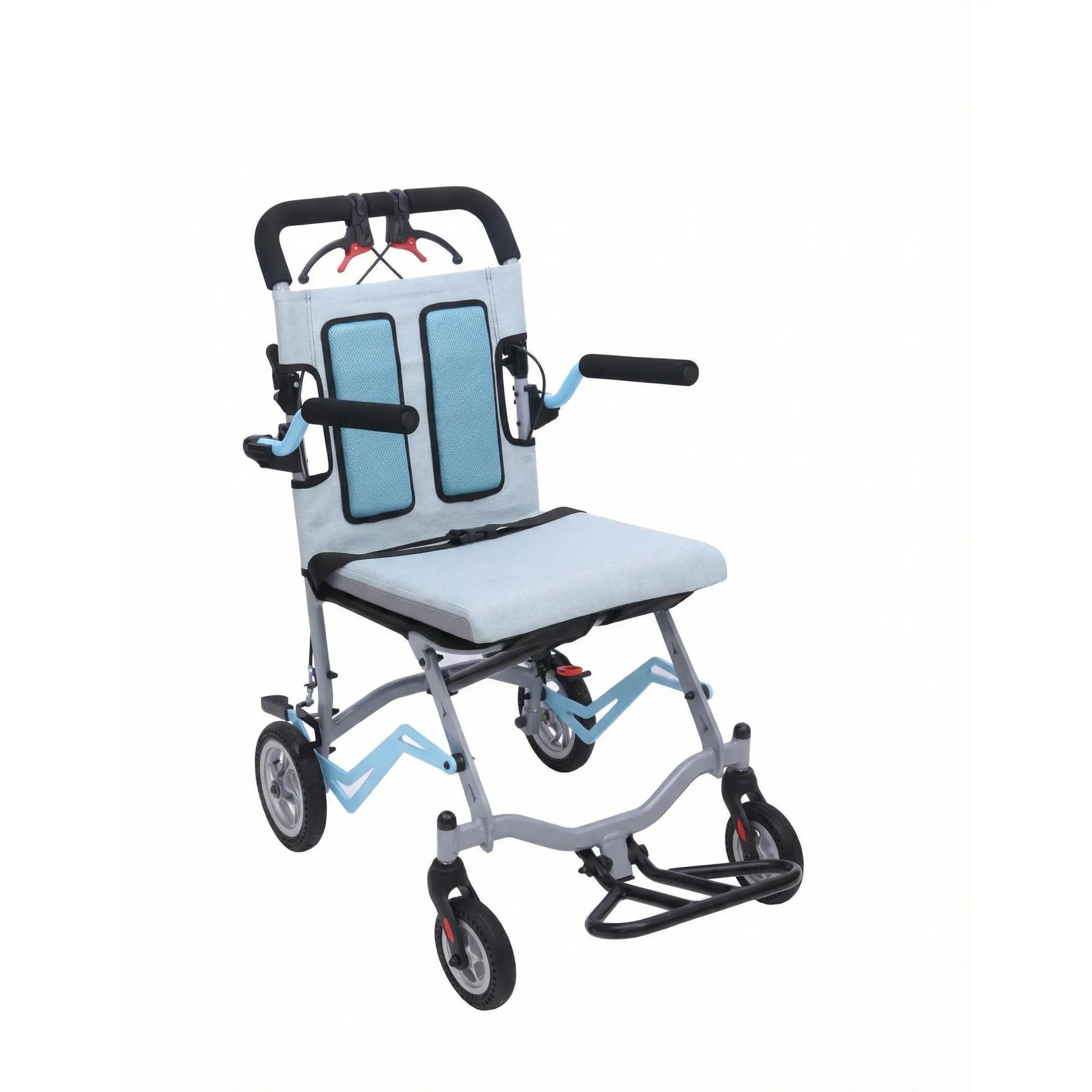 Ultra Lightweight Folding Aluminum Wheelchair with Locking Handbrakes and Swing-Away Footrests for Home and Travel