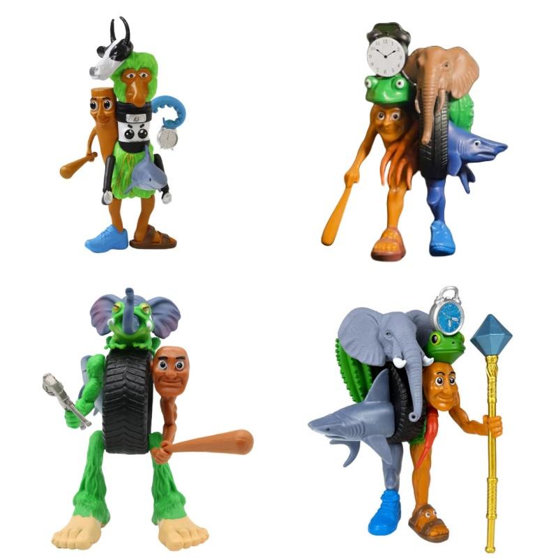 Italian Brainrot Action Figure Set, Tung Tung Sahur Tralalero Model, Fun Desktop Decorations Ornaments Toys for Kids and Fan