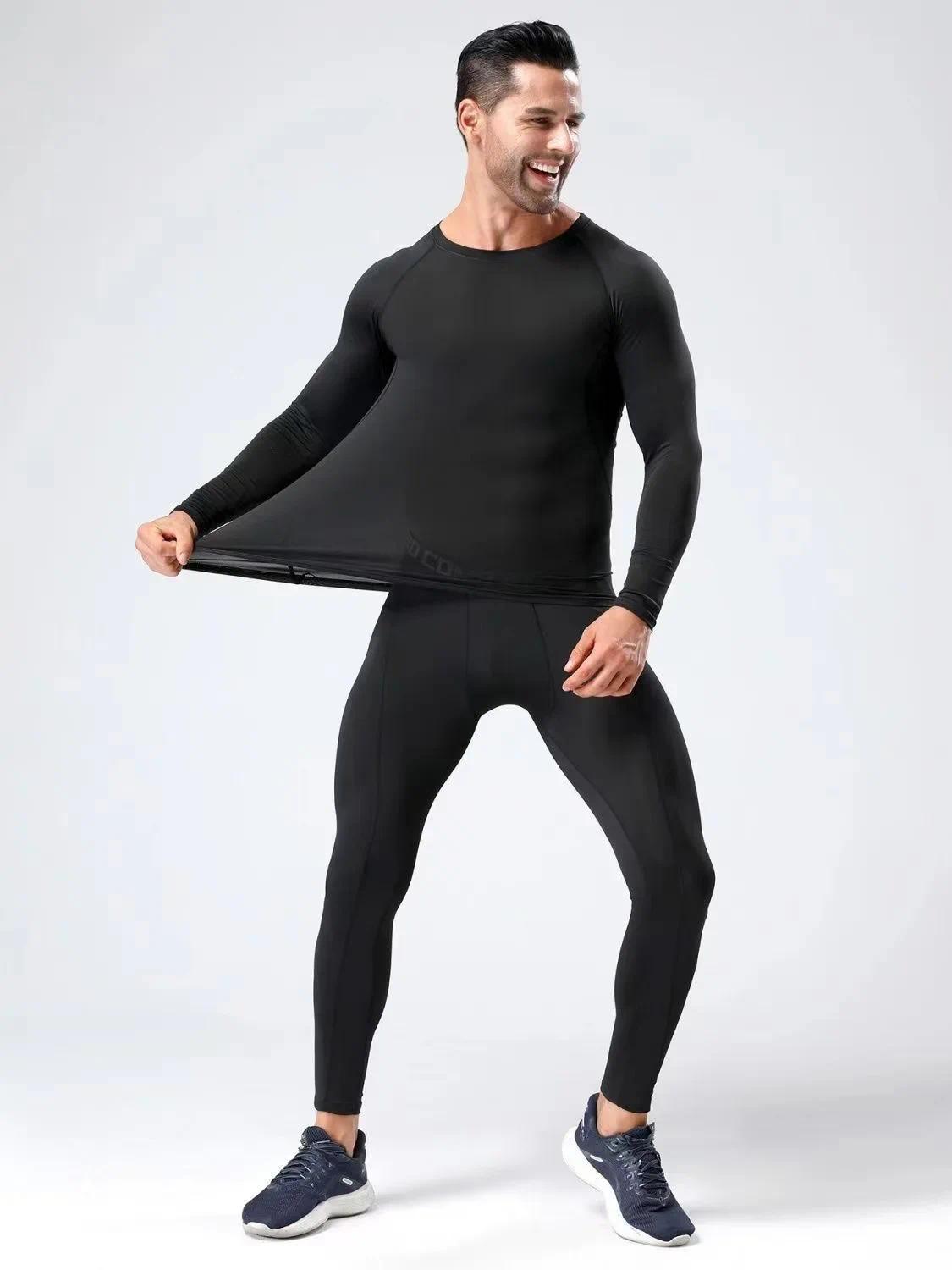 2pcs Men's Compression Sportswear Suit Elastic Training Yoga Sets Workout Jogging Fitness Clothing Tracksuit Pants Sporting