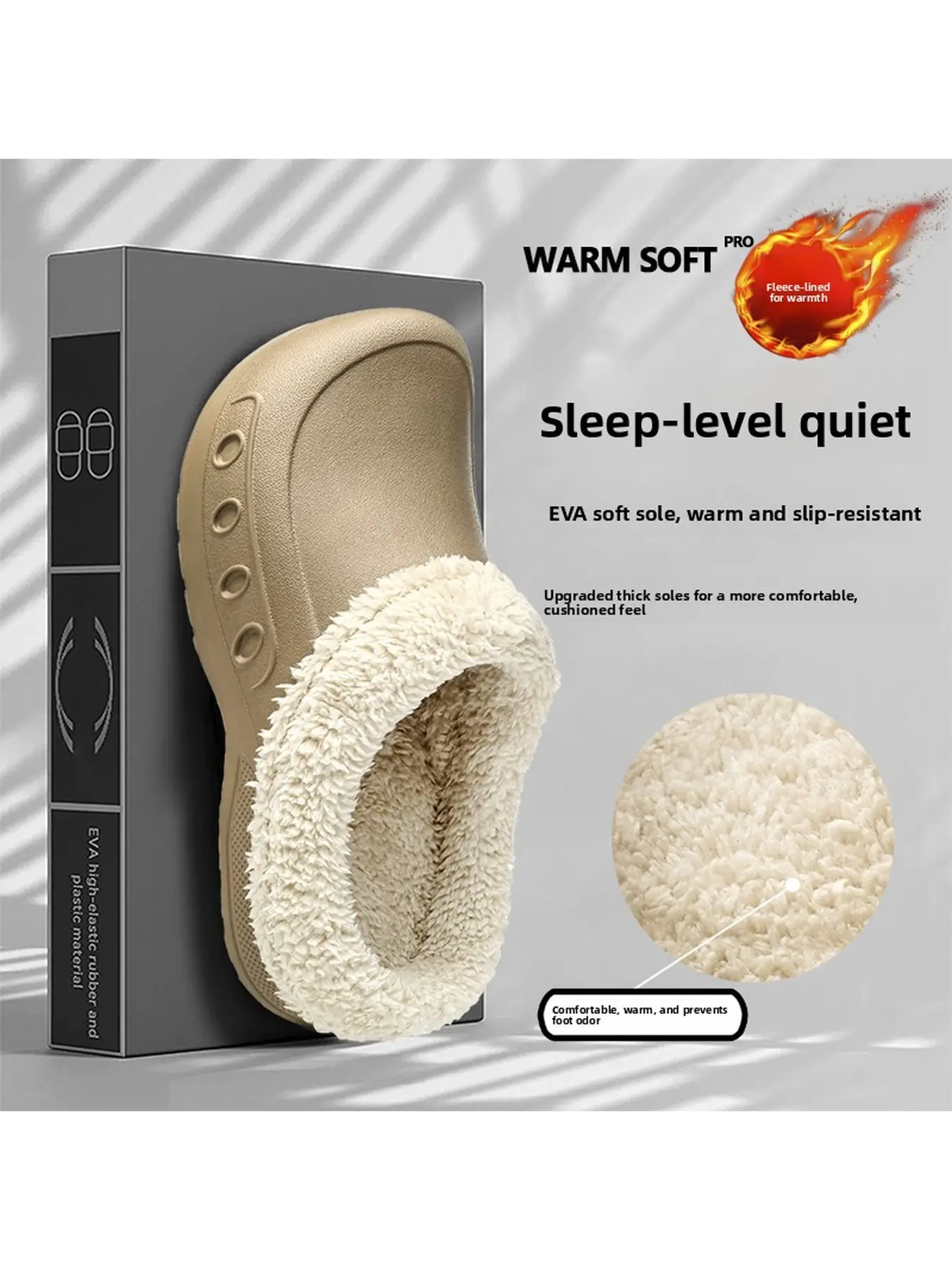 Fuzzy Lined Clogs for Men Women, Waterproof EVA Slip On Winter House Slippers, Anti Slip Thick Sole Warm Plush Lined Outdoor Fall Footwear