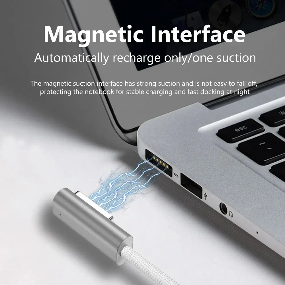 1.8m 100w USB-C to Magsafe 1/2 Magnetic Charging Cable, Zinc Alloy Fast Charge Adapter for Macbook Air Pro, Durable Laptop Charger Cord, Type C Charging