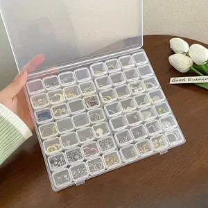 Mini transparent jewelry storage box, reusable box, detachable earring and ring storage container storage box, very suitable for earrings, beads, cosmetics and handicrafts-compact plastic storage box.