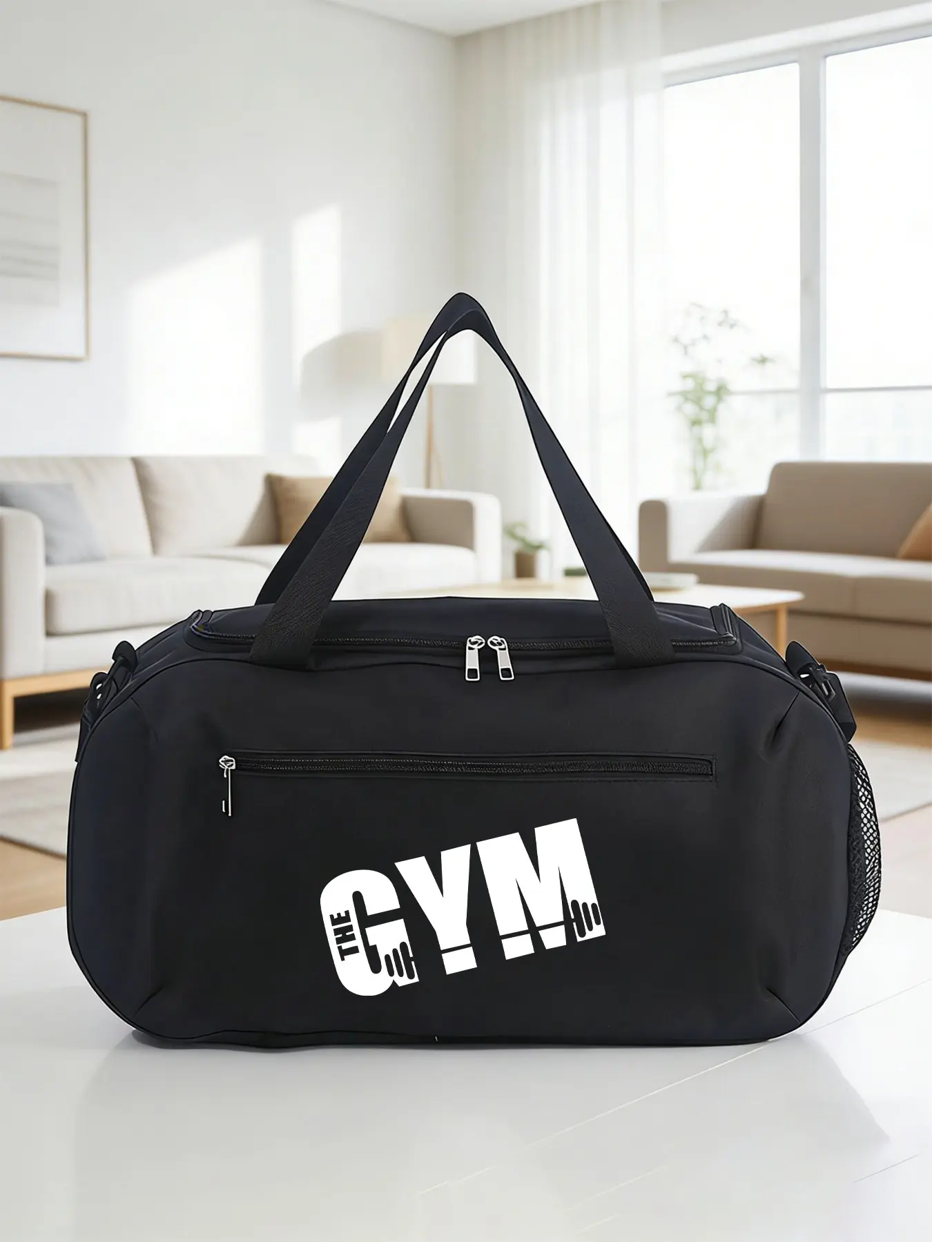 Gym Print Large Capacity Fitness Bag, Yoga Fitness Bag, Lightweight Foldable Sports Bag, Men's Travel Bag, All Seasons, Business & Outdoor Use