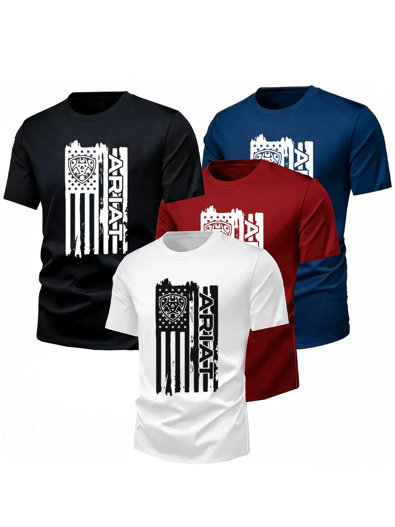 Summer American Flag Graphic Print Men's Short Sleeve Round Neck T-Shirt, Western Cowboy Style, Casual Streetwear, Multicolor Options, Perfect for Outdoor Activities