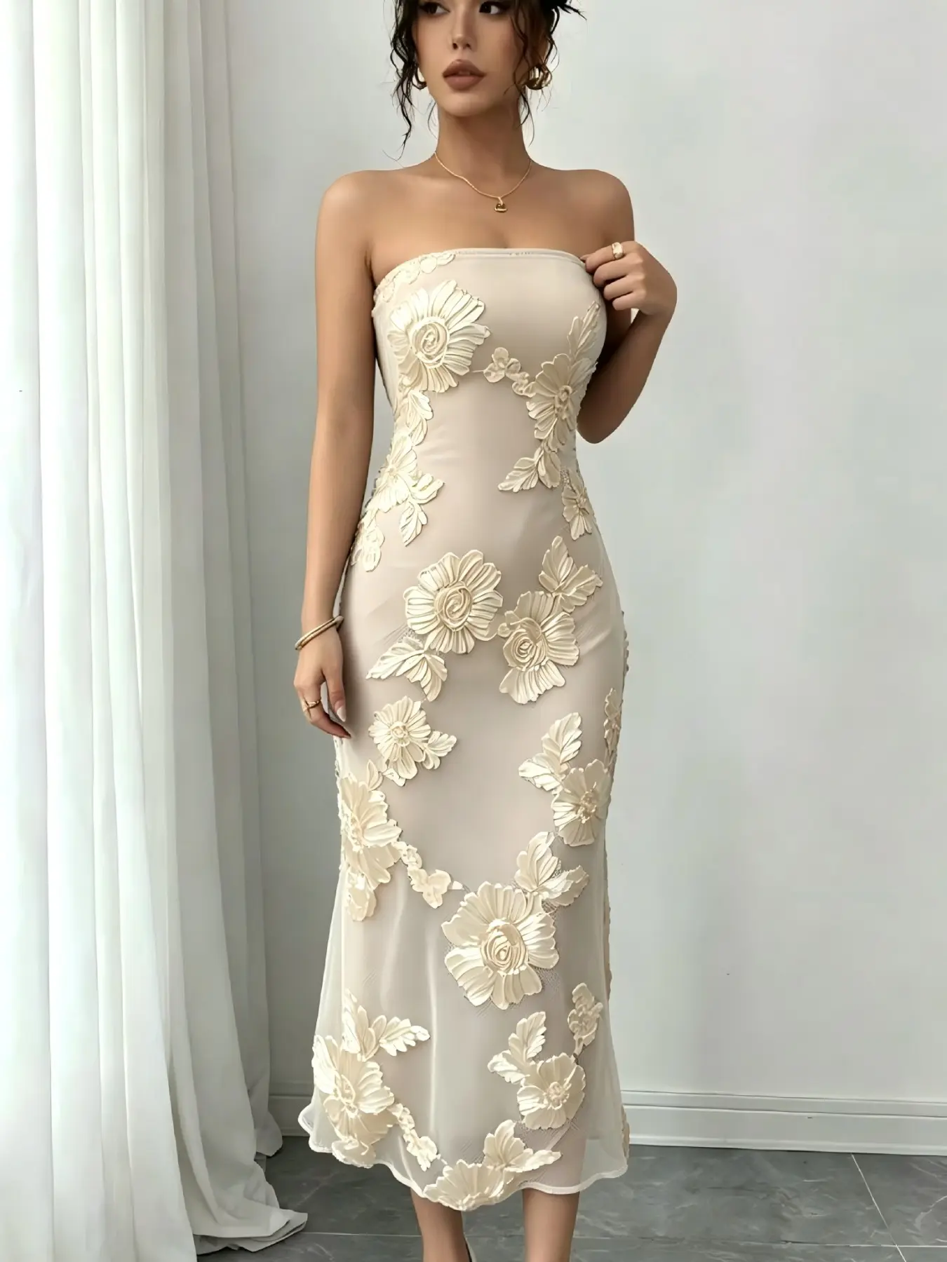 2026 Summer New Arrival Embroidered Off-Shoulder Crop Top Floral Party Bodycon Dress, European and American Style Elegance Evening Gown, Prom Glam Gown