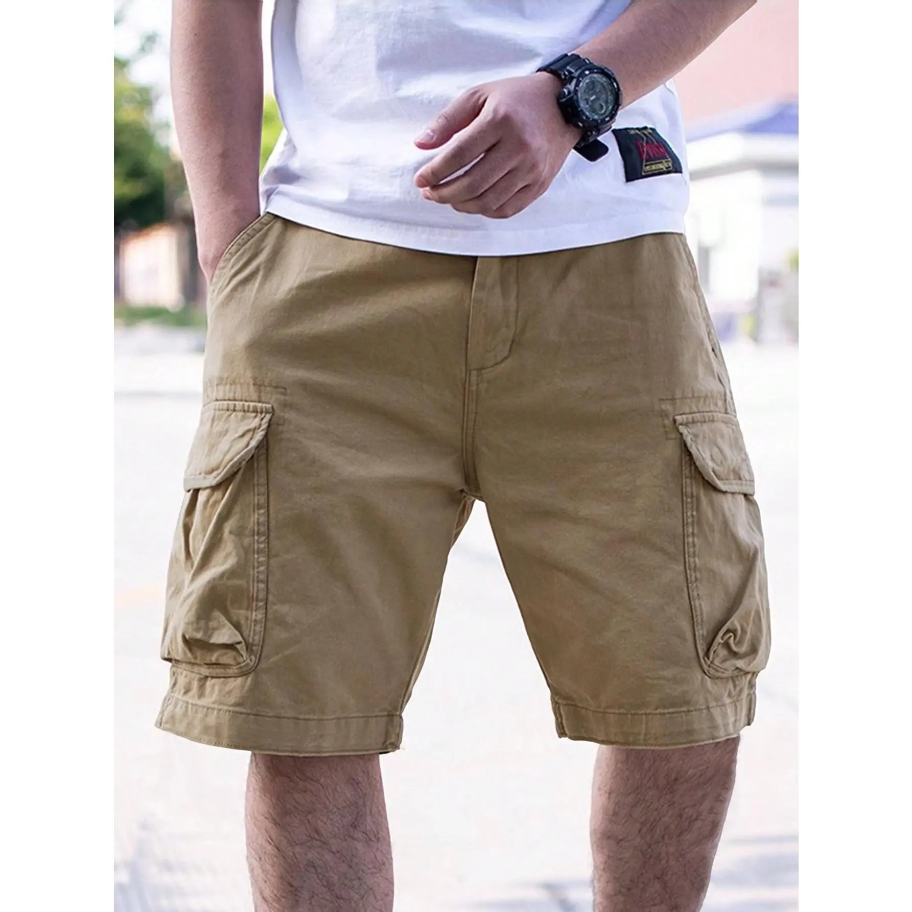 Men New Cargo Shorts Summer Casual Five Point Pants Loose Sports Mid Knee Shorts Daily Street Wear Bottoms
