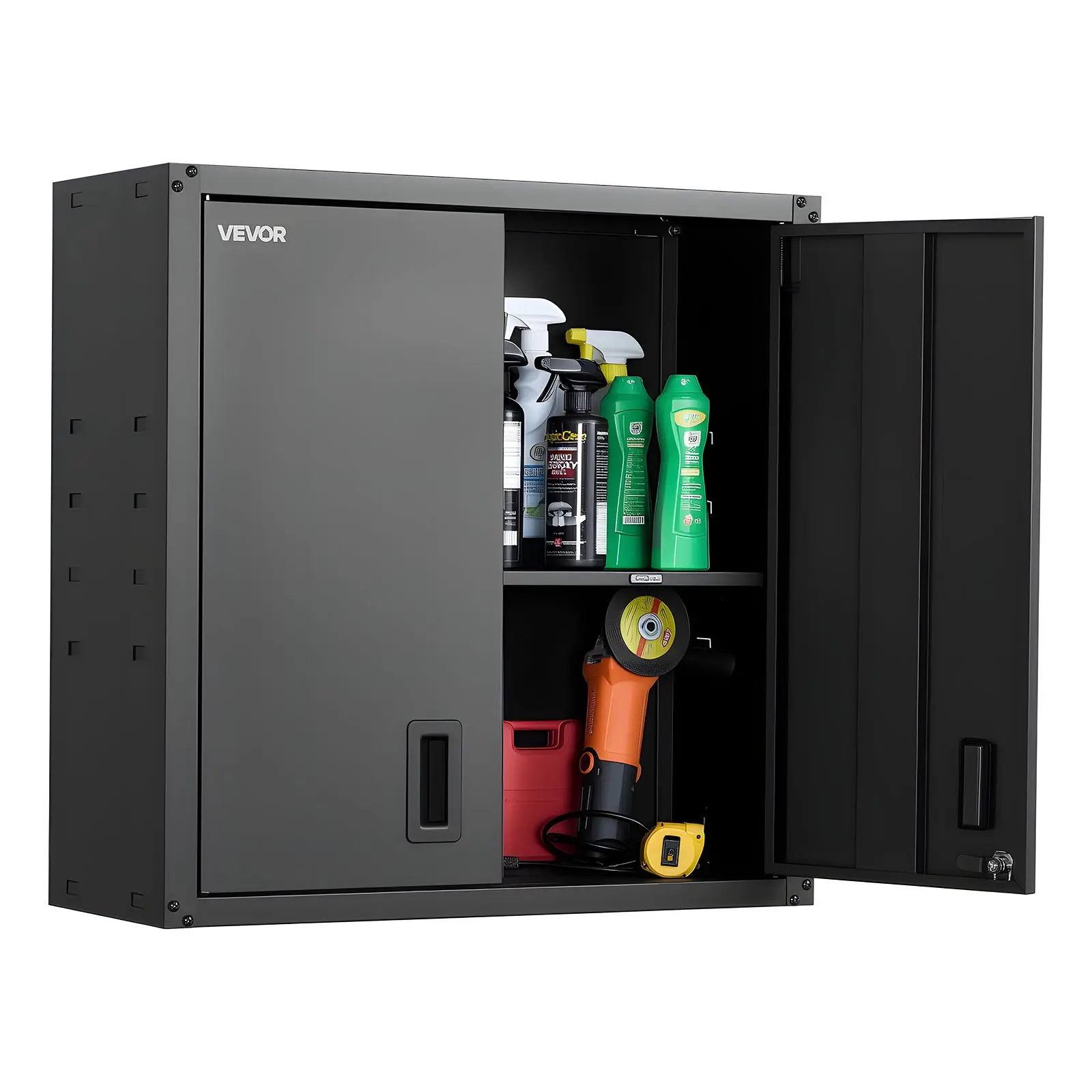 Metal Wall Cabinet, 30Wx 12.2Dx 30H Inch, Steel Floating Hanging Storage Cabinet with Locking Doors and Adjustable Shelf for Garage, Basement, Kitchen, Warehouse Assembly Required, Black