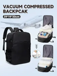 Vacuum Compression Travel Backpack, Manual Pump & Compression Bags, 40x30x20cm, Lightweight, Unisex, Zipper Closure, Nylon