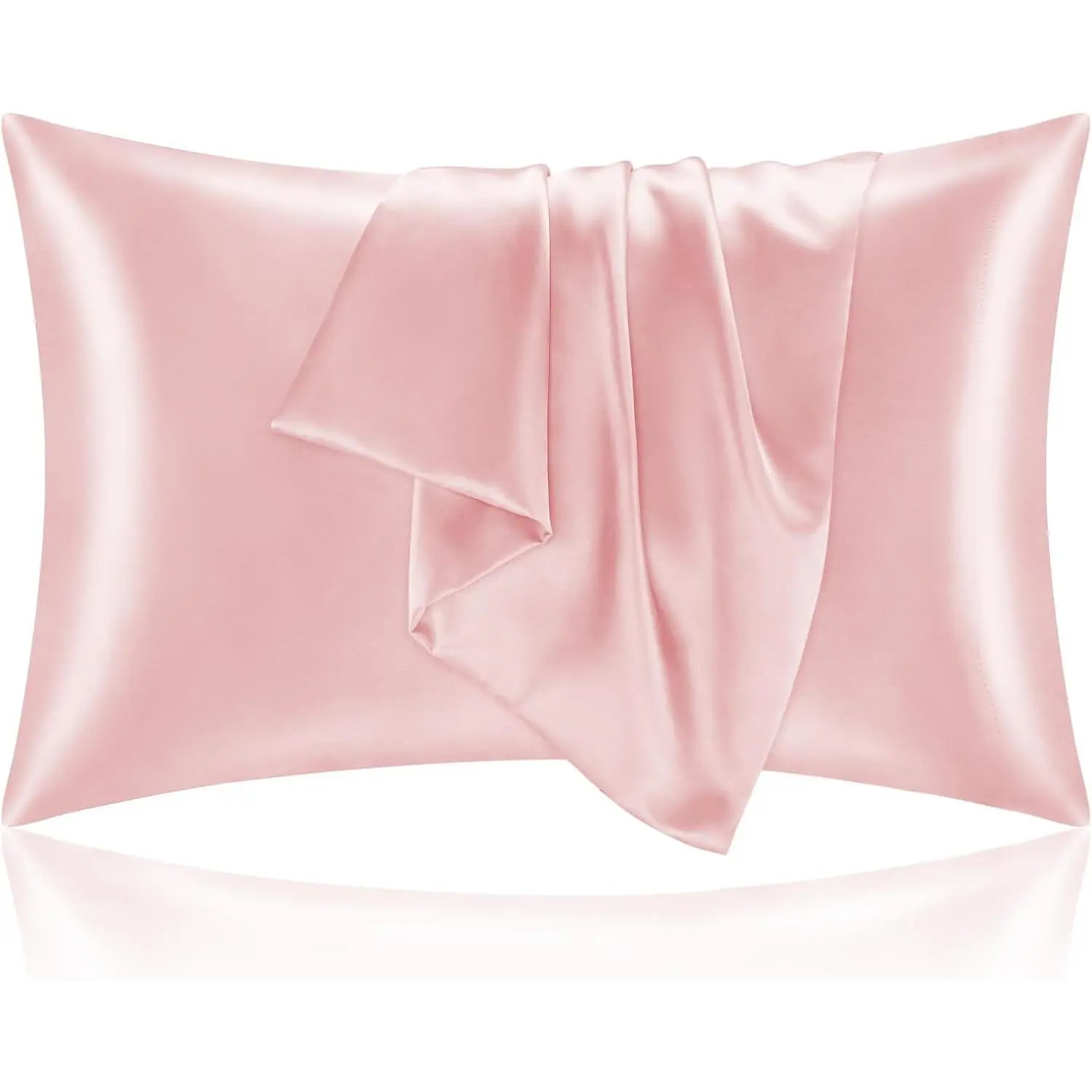 2-Pack Standard Size Zippered Pillowcases, Blush Pink (20x26 in), Silk-Like Soft Cooling Pillowcases for Hair Protection, Home Bedroom Household Use Gift for Men, Polyester Clothes