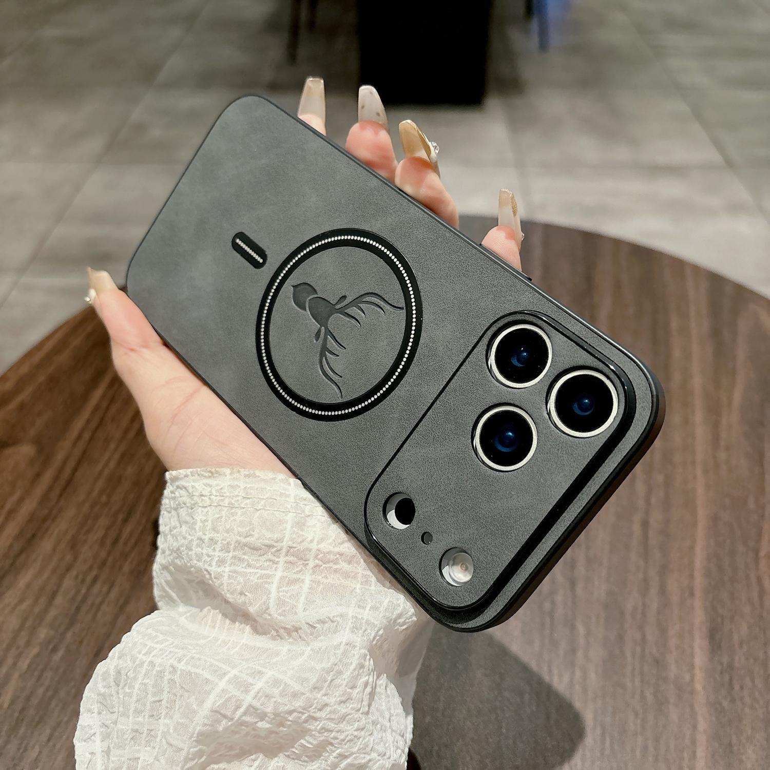 OREKROY Elk Deer Design PU Leather Phone Case For iPhone 17 16 15 14 13 12 Pro Max Shockproof Magnetic Bumper Case Compatible with Mag Safe Wireless Charging Anti-Scratch Camera Protection