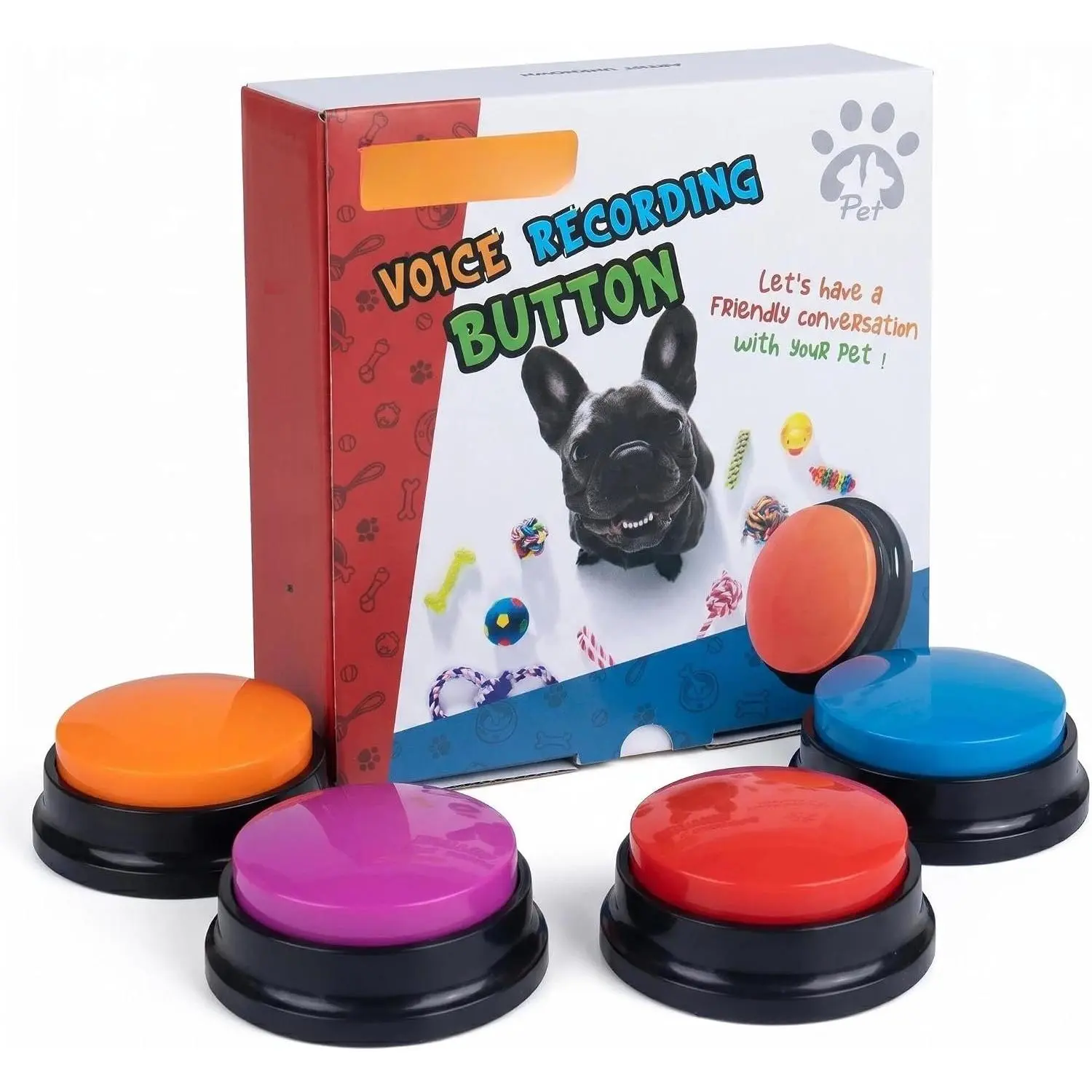 4 Color Voice Recording Button,  Buttons for Communication   Buzzer, 30 Second Record & Playback, Funny  for Study Office  - 4 Color Packs