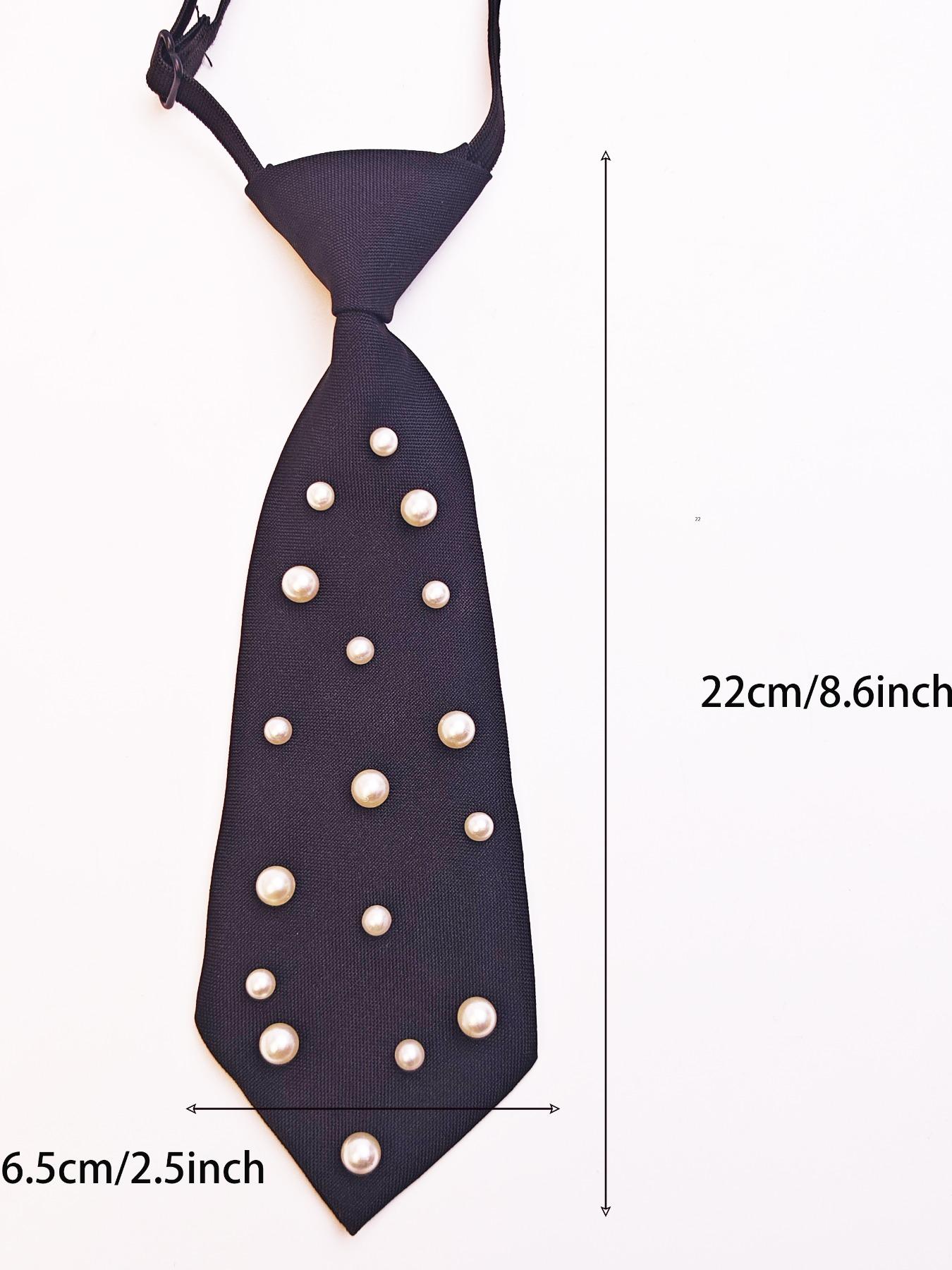 Faux Pearl Decor Tie, Casual Elegant Tie, Fashionable Necktie for Men & Women, Elegant All-match Fashion Accessories for Business, Daily Clothing Decor, Solid Textured Tie