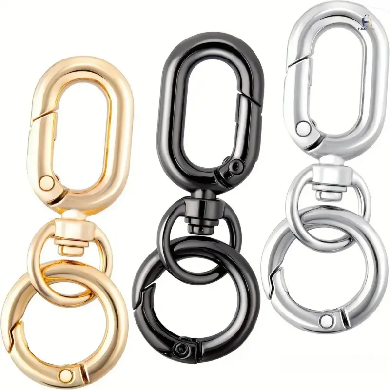 Oval Egg Shape Zinc Alloy Carabiner - Heavy-Duty Gold Spring Hook Interlocking Egg Buckle Clip for Outdoor Enthusiasts’ Camping Hammock, Versatile Durable Outdoor Hardware for Utility Needs, Pack of 12