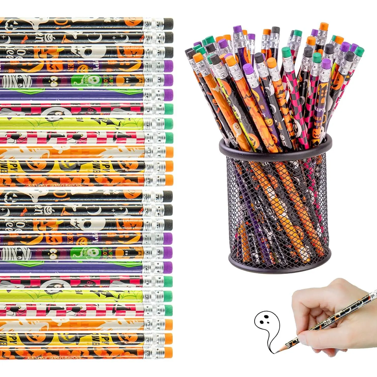 36 count Halloween Pencil,   Colored Pencil with Erasers Colorful Stationery Pencils for Trick or   Prize Party Favor School Office   Bag Classroom