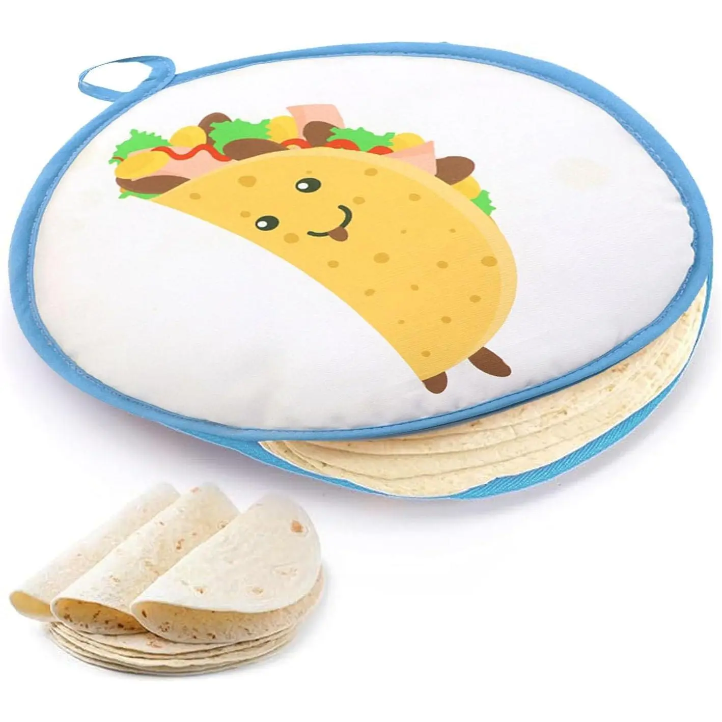 Tortilla Warmer insulated and Microwaveable material Fabric Tortilla Keeper Holder Keeps Warm for Corn Flour Taco Pizza Bread up to  Hour, Outlasting & Ideal for Family Feasts (White)