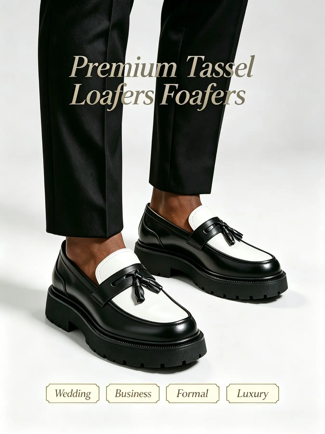 Men's Oxford Shoes, Casual Comfortable Men's Shoes, High-End Tassel Thick Sole, Business Wedding Luxury Slip-On Shoes, Formal Oxford Shoes