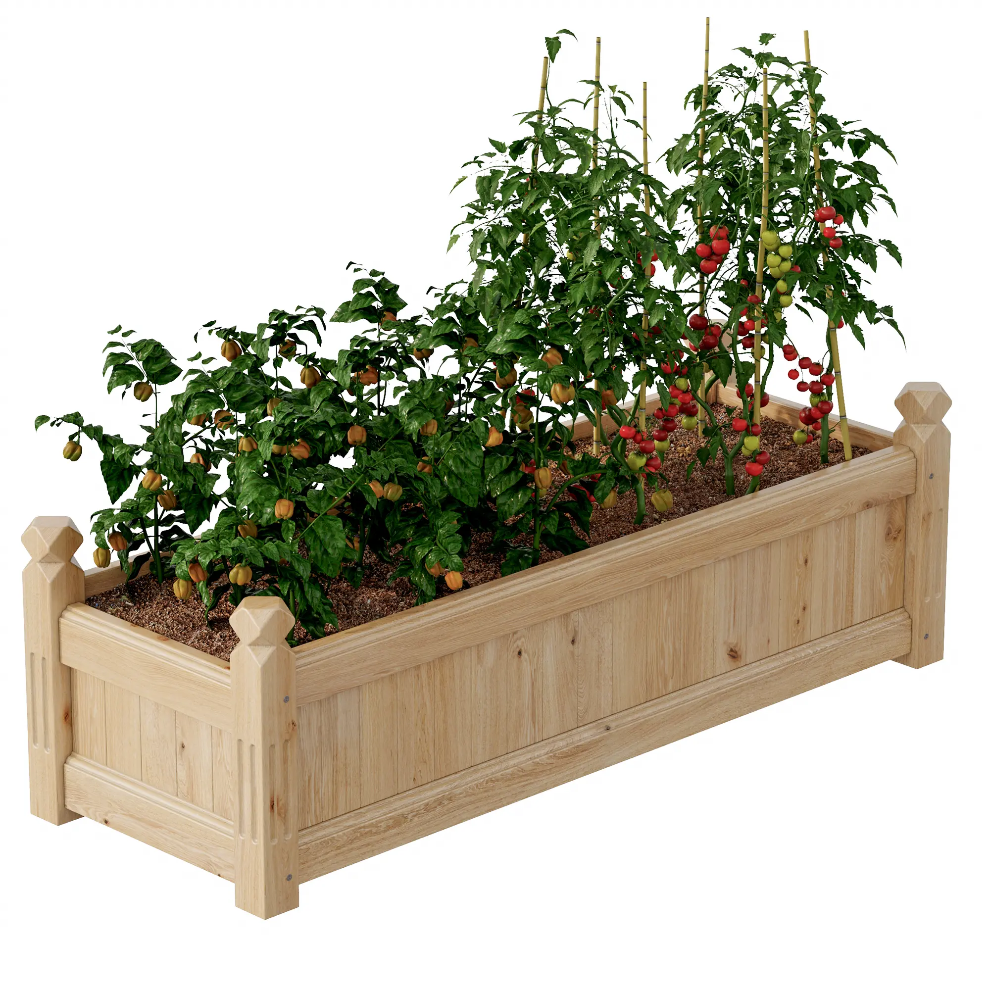 Sturdy Fir Wood Raised Garden Bed 43" x 15" x 13" – Rectangular Outdoor Planter Box for Vegetables, Herbs, Flowers – Easy Tool-Included Assembly, Ideal for Patio, Balcony, Backyard