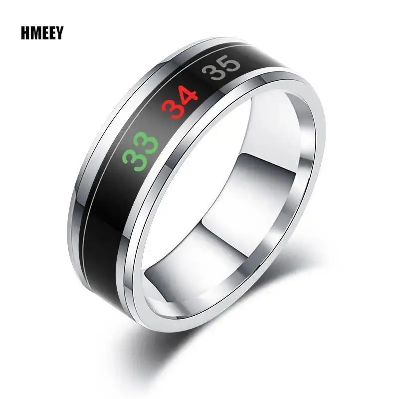 HMEEY Smart Stainless Steel Multifunctional Ring For Couples Mood Changes Color From Waterproof Body Temperature Measuring Ring