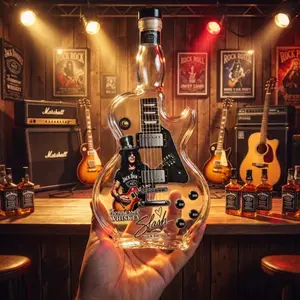 New Arrival Guitar-Shaped Wine Bottle Whiskey Glass Sculpture, High Borosilicate Glass, Handmade, Decorative Item, Pure Manual Craftsmanship