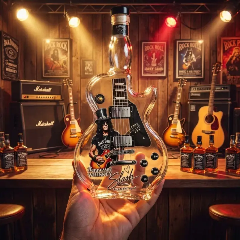New Arrival Guitar-Shaped Wine Bottle Holder, Functional Whiskey Glass Sculpture, High Borosilicate Glass Artistic Decorative Piece, Unique Home Décor Item
