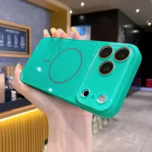 Summer New Arrival Magnetic Wireless Charging Lens Case - Glossy High-End Minimalist, Scratch-Resistant, with Crystal Lens Film, for iPhone 17/16/15/14/13 Pro Max, Daily Commuting Use, Multi-Color, Unisex magsafe woman girl