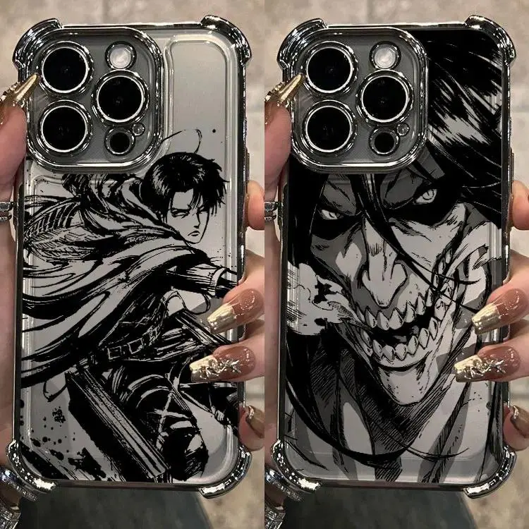 Hot-blooded anime Attack on Titan Plating Phone Case For iPhone 17 16 15 14 113 12 11 Pro Max Air Anti Fall