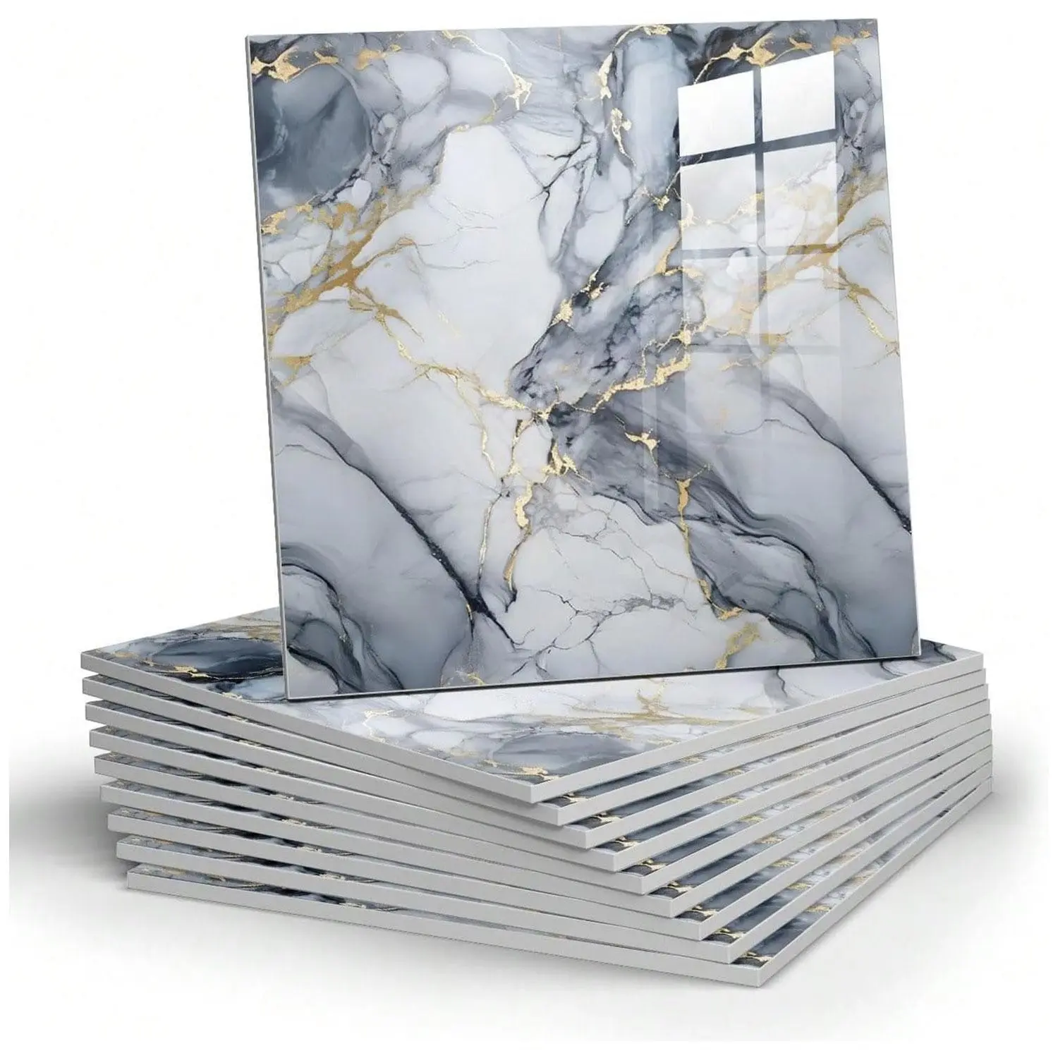 The latest thick and waterproof marble-pattern wall sticker, a 20-piece self-adhesive wall panel set for bathrooms, and a 11.8-inch kitchen universal anti-stick imitation ceramic tile sticker, Marble Pattern Stickers