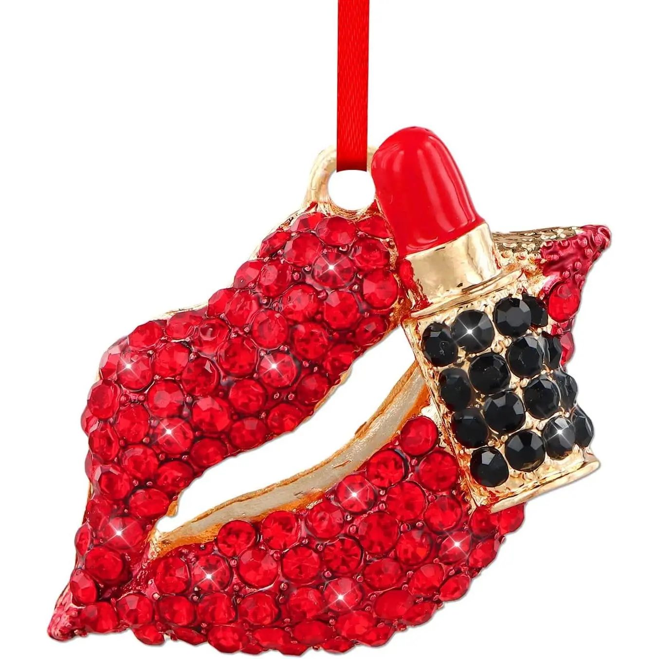 Red Lips Lipstick Christmas Ornament - Makeup Ornaments for Christmas Tree Decorations Sexy Lips Christmas Tree  Ornaments for Women Girls