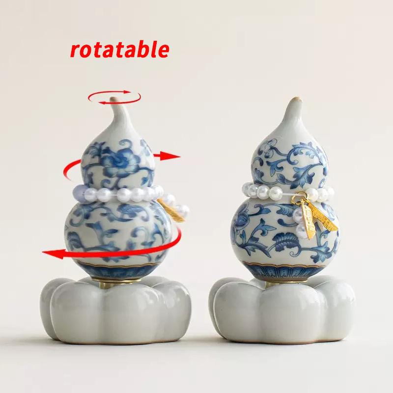 Chinese Style Blue and White Porcelain Fengshui Ornament Ru Kiln Ceramic Decoration for Home Office Desk Birthday Festival Gift Multiple Scenes Decor