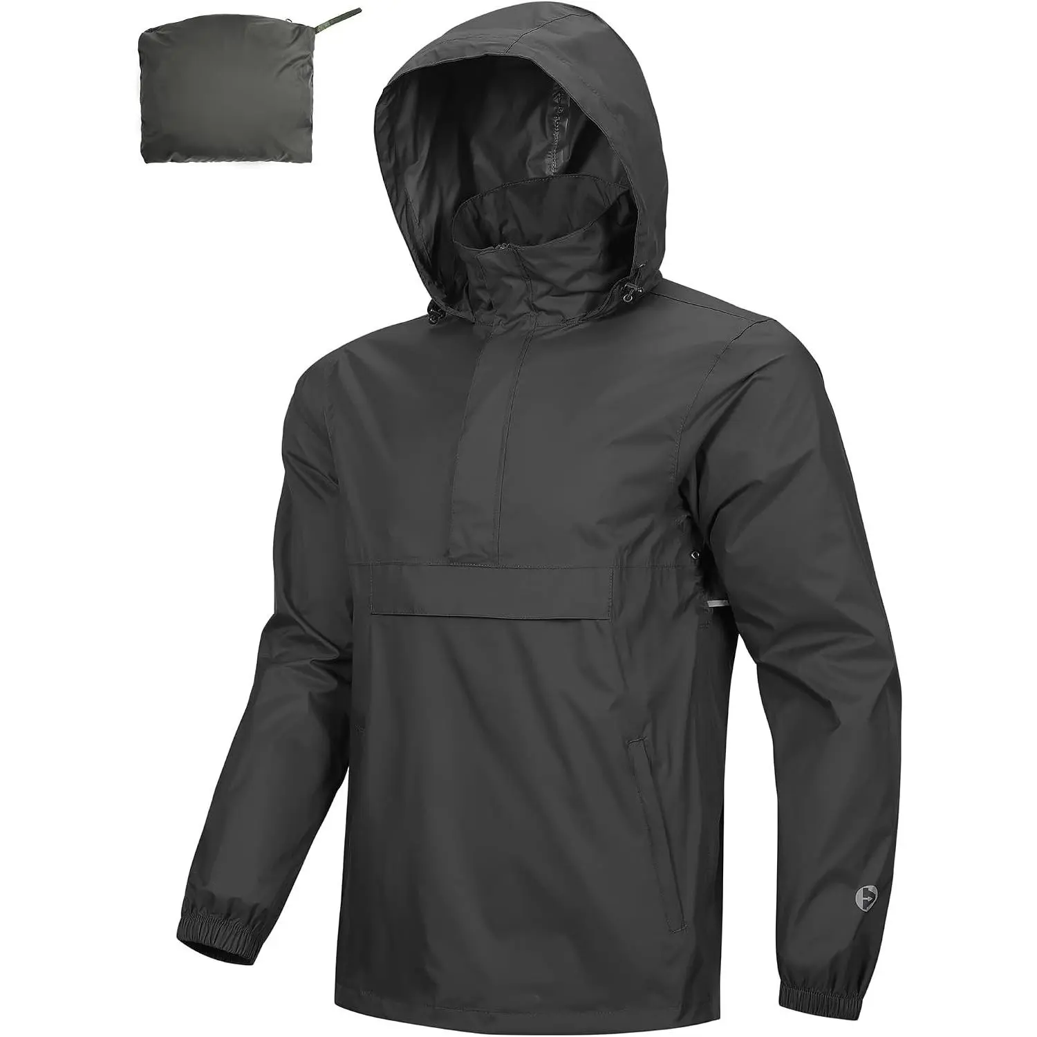 Men's Rain Jacket Waterproof Lightweight Packable Rain Pullover for Hiking Golf Running