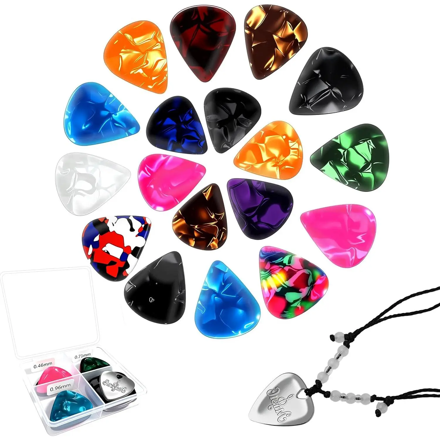 Guitar Picks, 21 Pack Thin Medium & Heavy Guitar Pick | Colorful Variety Pack Guitar Picks for Acoustic Electric Guitar Bass Ukulele,   for Men Women Beginners