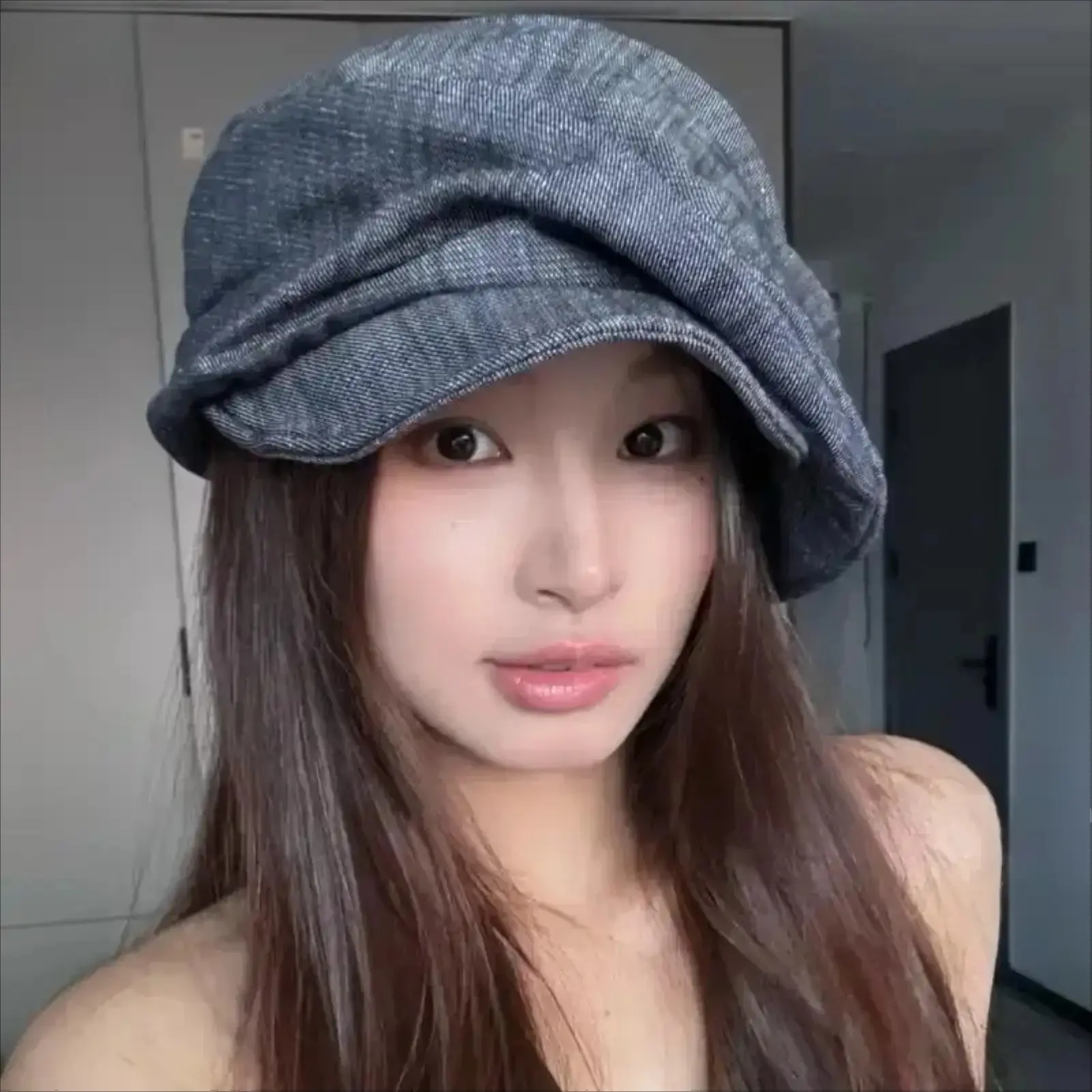 Women’s Japanese-Style Retro Pleated Hemp Beret – Niche Octagonal Painter Hat, Large-Size Face-Slimming Fashion Beret for Daily Wear & Casual Outfits