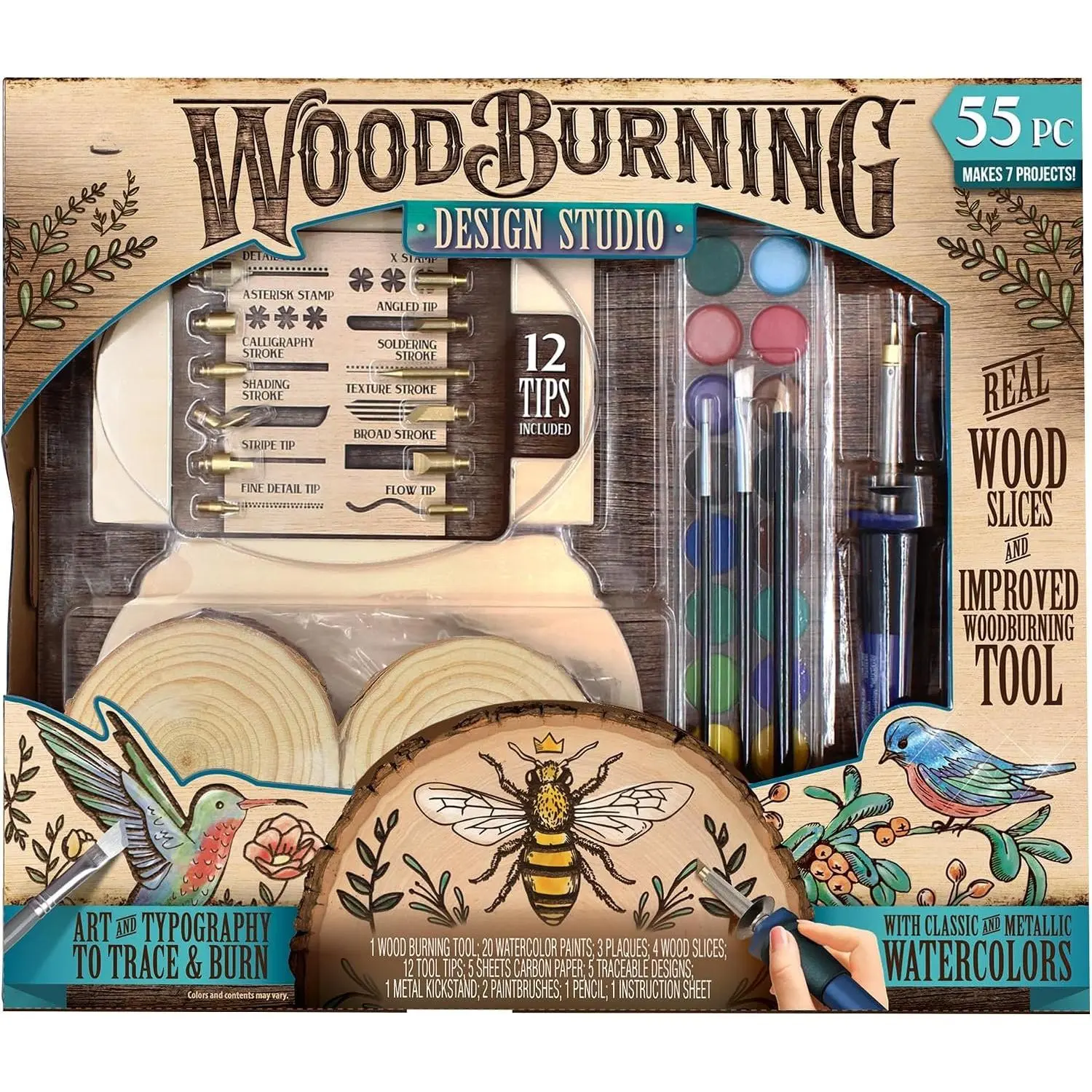 Tool Kit – 55 count Complete Woodburning  Set | Arts and Crafts Kit, Cool Gifts for Teens and Adults, Fun Crafts DIY Projects, Pyrography Kit