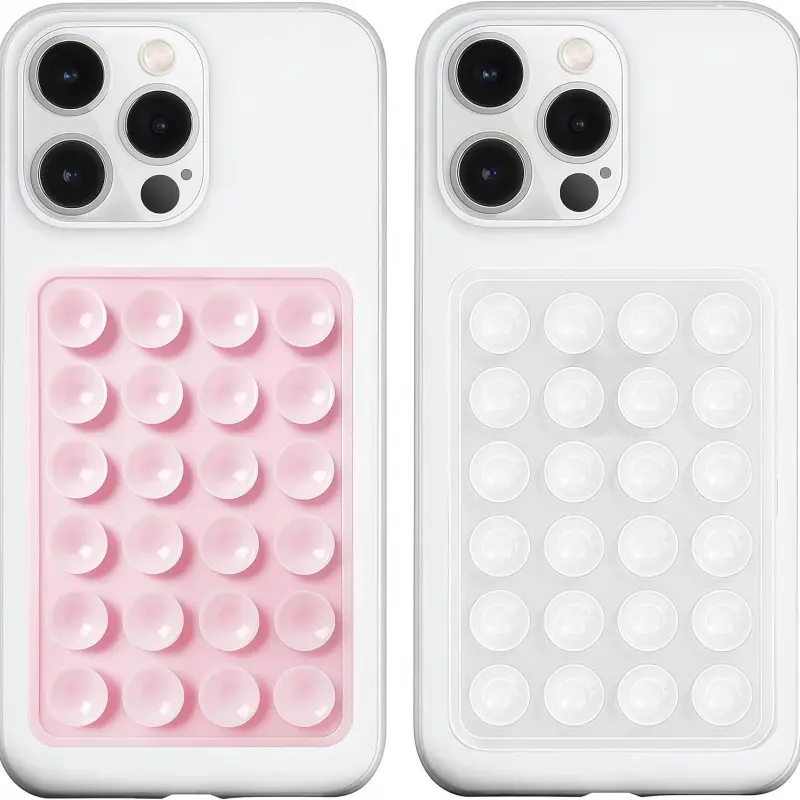 Double-Sided Silicone Suction Cup Phone Case Mount - Strong Sticky Grip Hands-Free Holder for Selfies, Video Calls, Universal Fit for All iPhone & Android Phones, Portable Stand for Content Creators, magnetic phone mount shower phone holder