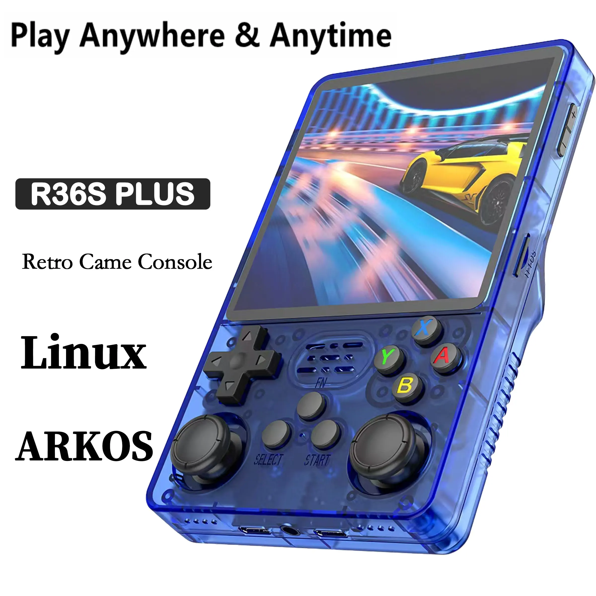 R36s Plus Handheld Game Console,  WiFi, 3.5 Inch Screen, Linux System, Portable Video Player, Long Battery Life, for Teens and Adults