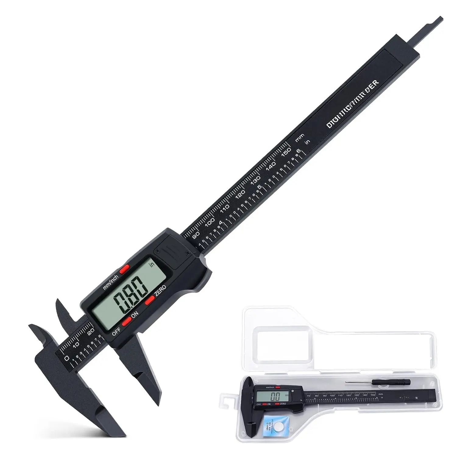 Digital Caliper, Caliper Measuring Tool with LCD Screen,  Micrometer Caliper with Auto-Off Feature, Inch and Millimeter Conversion(0-6")