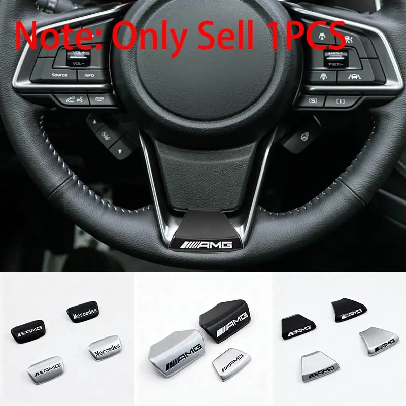 1Pcs 3D Metal For Mercedes Benz AMG W212 W213 W211 W220 W204 W205 W206 W203 W221 W222 W223 W251 W176 W464 GLE CLA GLA GLC Car Interior Steering Wheel Emblem Badge Logo Sticker Modification Auto Accessories