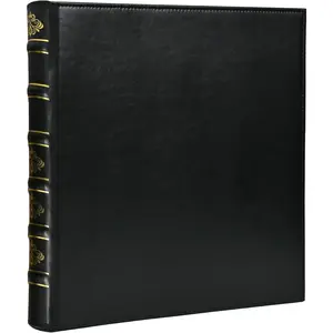 Hardback 3 Ring Binder 1 Inch, Professional Leather Binder 3 Ring, Three Ring Binders Fits 8.5" x 11", D Ring Binders for Photo Album, , School and Office Supplies- Black