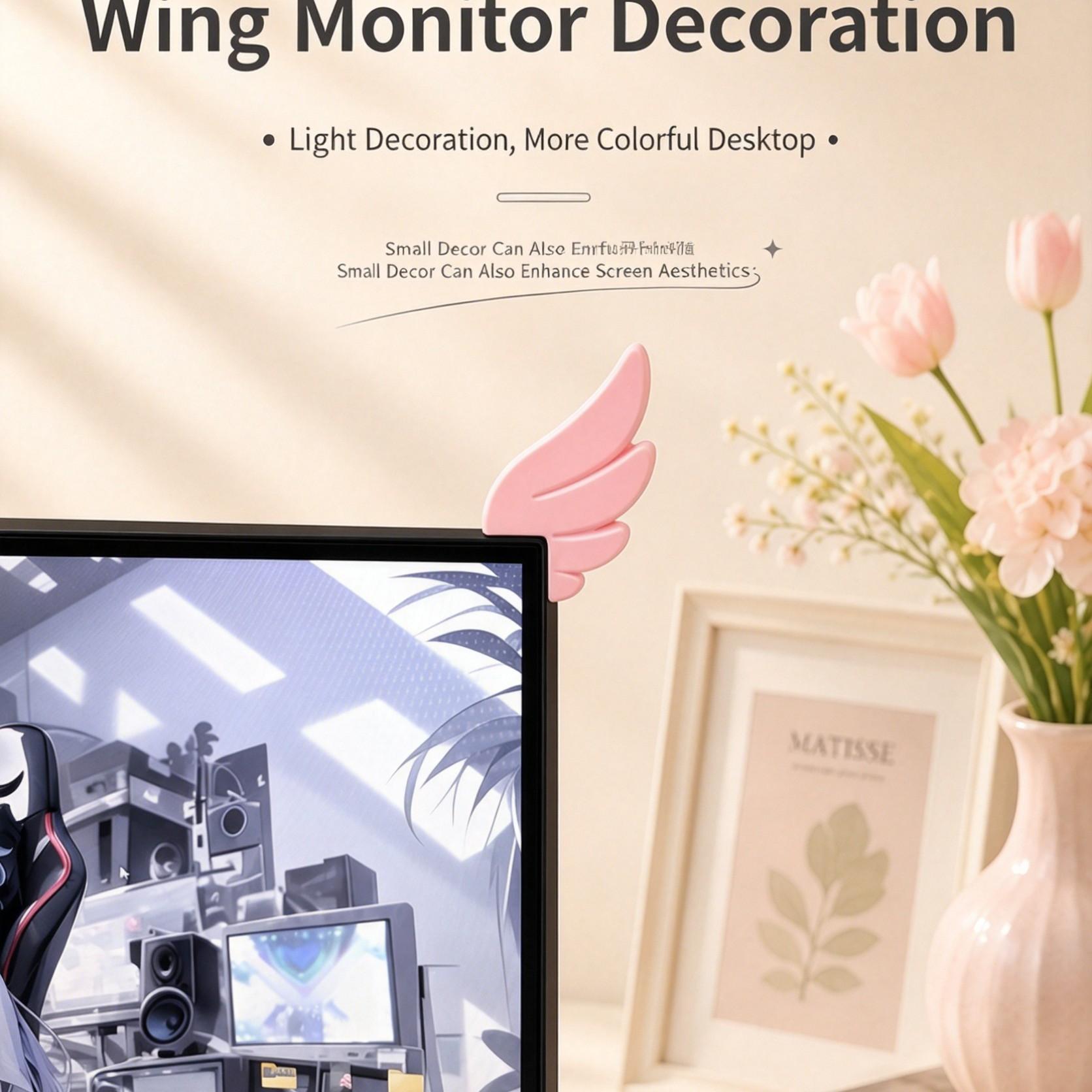 Cute Plastic Angel Wings Decoration - Aesthetic Decor, Home Office Decor, Indoor Desk Ornament, Monitor Display Accent, Car Display Accessory, Festive & Party Gift