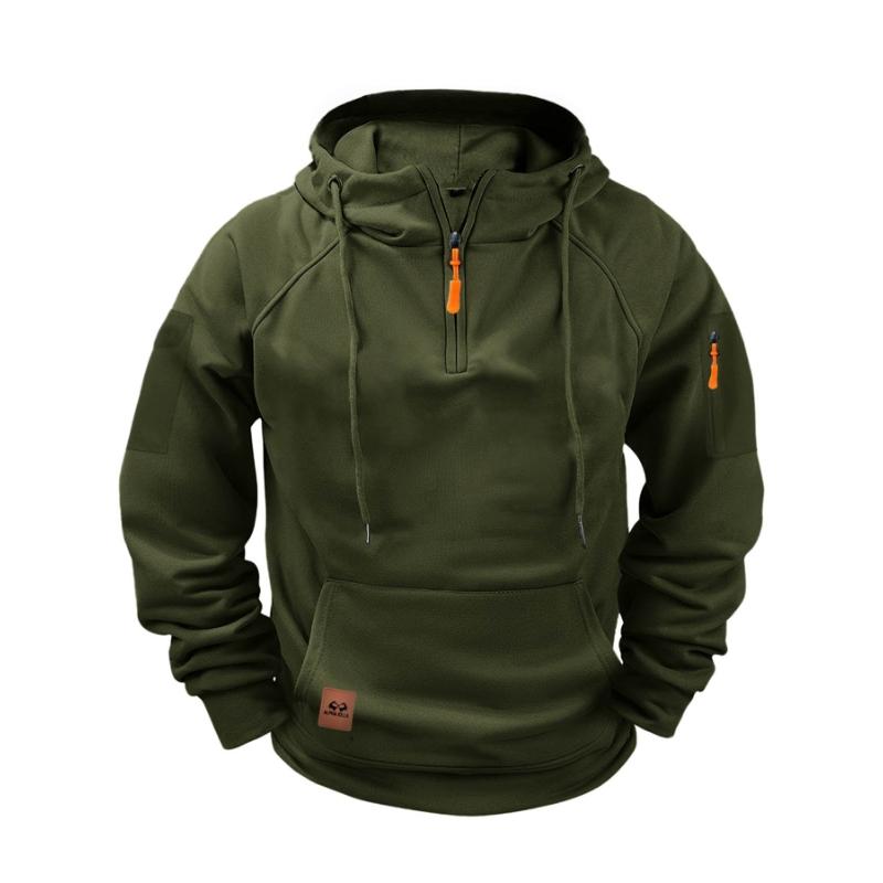 Men's Half-Zip Pullover Hoodie - Soft Cotton-Blend Fleece, Kangaroo Pocket, Drawstring Hood, Relaxed Fit, Reinforced Stitching SpringStatements