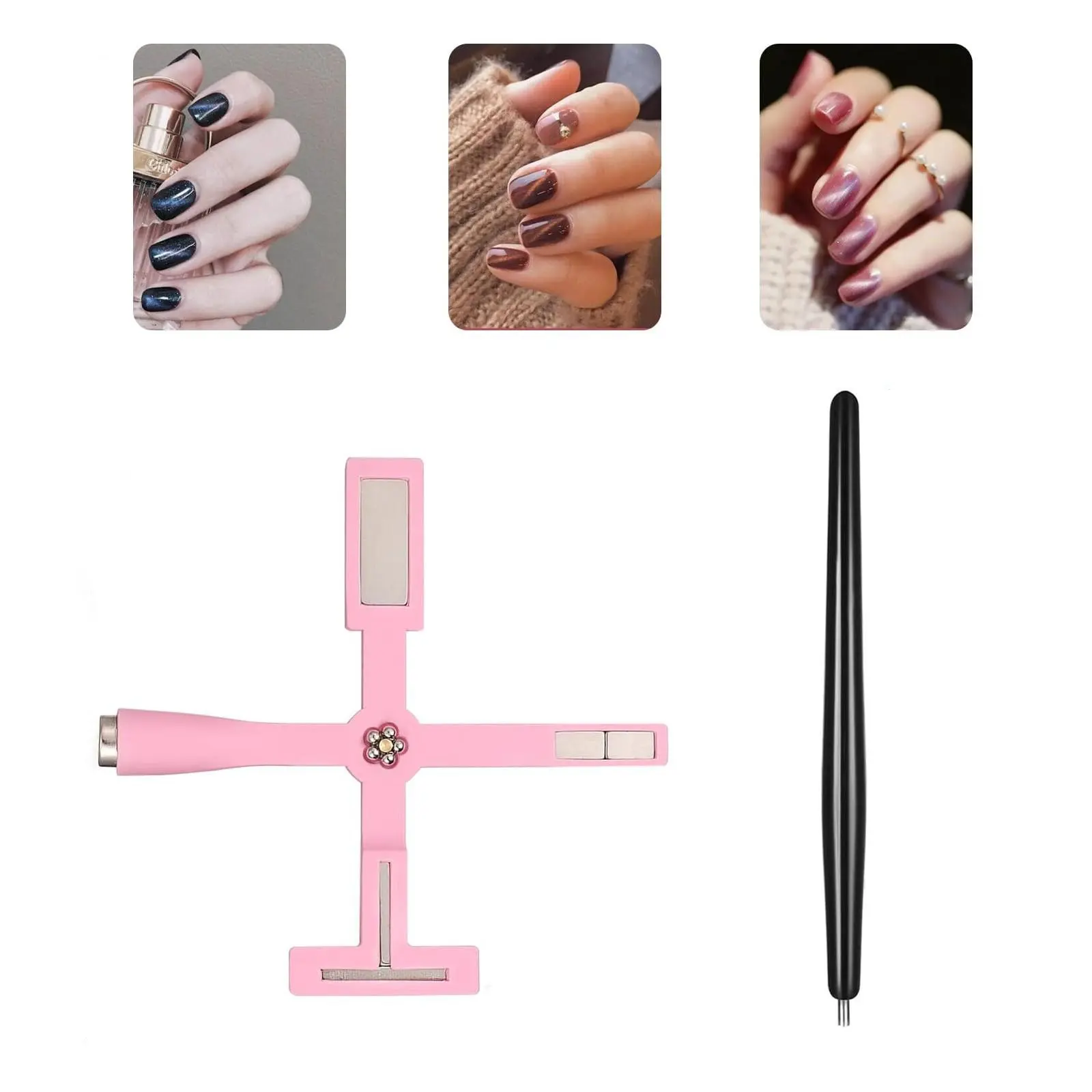 Cat Eye Nail Art Kit with 5in 1 Cat Eye Magnet & Magnets pen- Nail Art Set for Manicure, Pedicure, and Creative Projects - No Electricity Needed, Nail Art Supplies, Pedicure Essentials, Elegant Nail Design, Durable Nail Tools