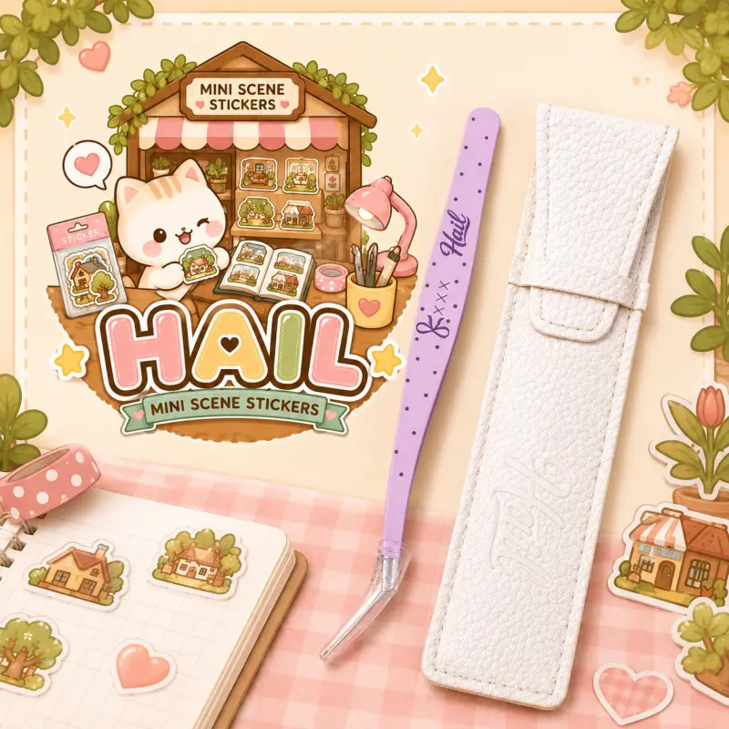 Curved Tip Precision Tweezers - Cute Purple DIY Crafting Tool with Free Storage Pouch, Ideal for Journaling, Scrapbooking, Diy Crafts