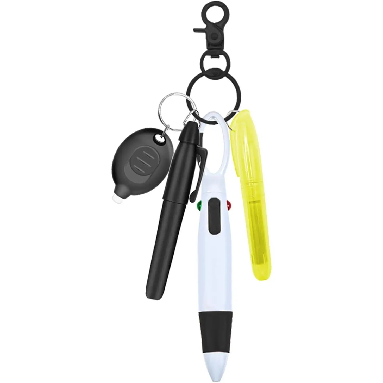 Nurse Pen Set, Badge Reel Pen, Nurse Badge Accessories (Black) | Include Highlighter, Permanent Marker, Ballpoint Pen, LED  Flashlight, and   Clip