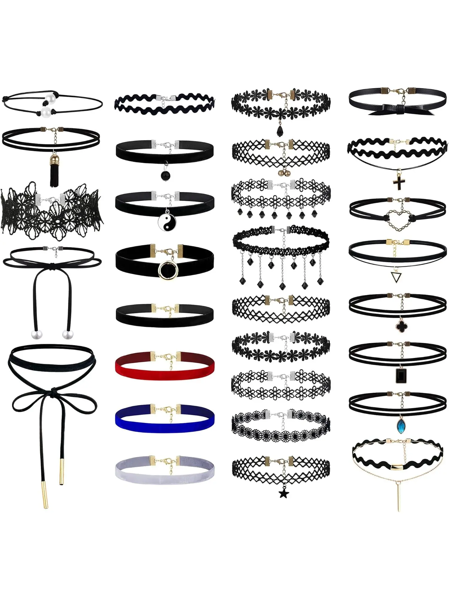30 Pcs Choker Necklaces Women and Girls Velvet Necklaces Wide Black Choker Necklaces Tattoo Necklaces Sampling Necklaces Casual Style Necklaces Girls Women Teenagers Girls Children Choker Wearable Jewelry